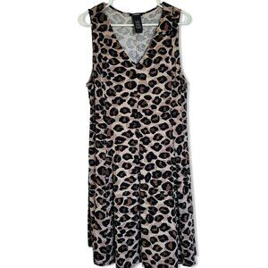 Premise Leopard Print Dress Womens XXL Knee Length V-Neck Sleeveless Trendy